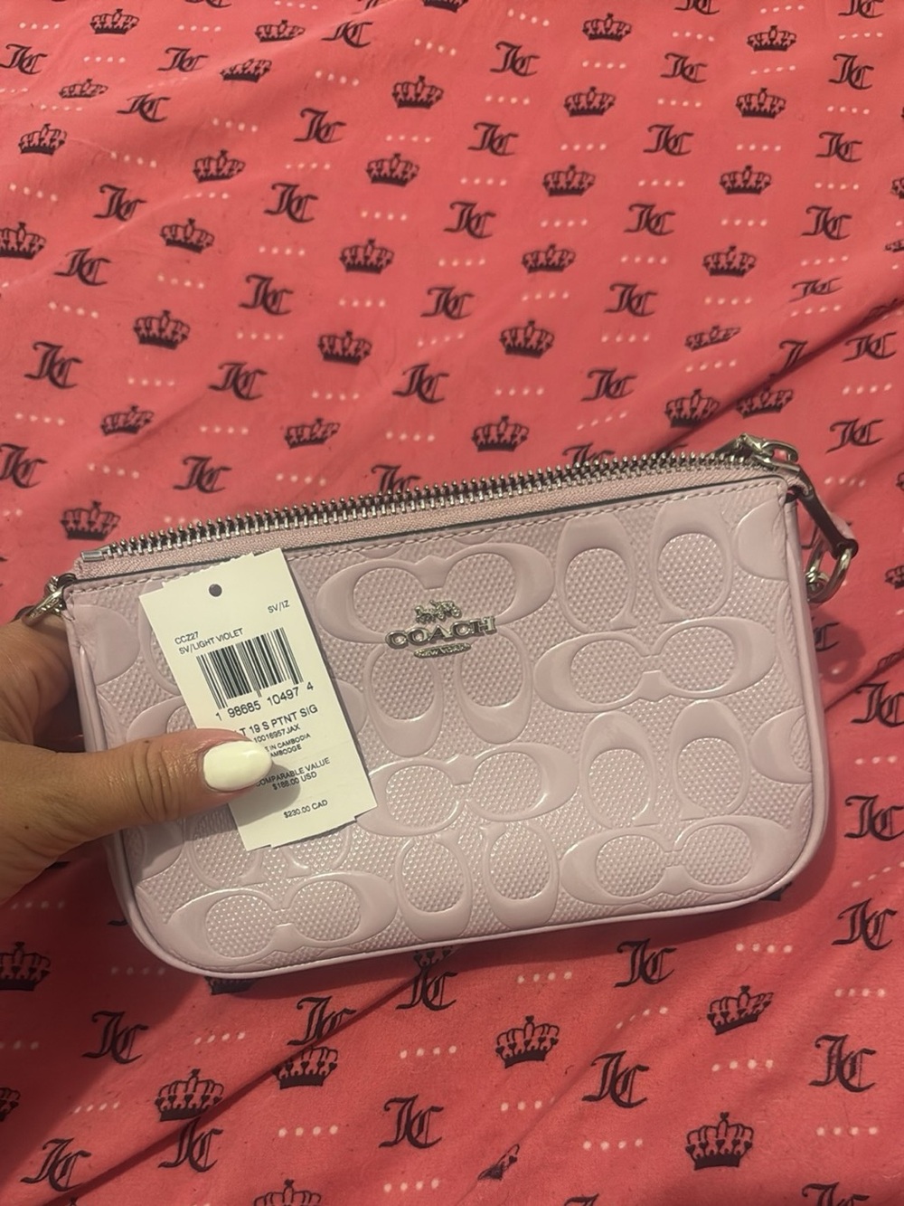Coach Lilac Embossed Signature Wristlet
